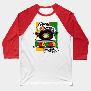 Peace, Love & Reggae Music Baseball T-Shirt